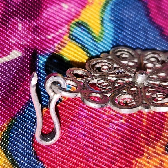 Antique SILVER 1800's Filigree Bracelet (Unknown Semi Precious Cabochon Gem) - Picture 5 of 6